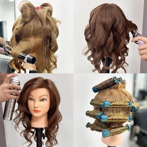 SOPHIRE 20-22 inches 100% Real Human Hair Mannequin Head with 9 Tools and Clamp, Hairdressers' Practice Training Head and Cosmotology Doll Head for Hairstyling and Braid - #27 thumbnail 2