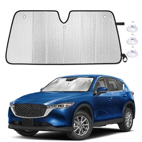 EcoNour Accordion Foldable Windshield Sun Shade Fit for Mazda CX_5 2017-2024 2025 2026 Sunshade, Front Car Window Shades Sun Visor, Blocks UV Rays & Heat, Car Accessories - Image 1