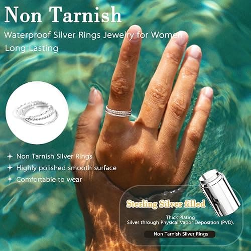 Gokeey Gold Rings for Women Non Tarnish, Dainty 14K Gold Plated Stackable Thin Thumb Ring Set Trendy Pinky Wedding Bands Engagement Rings for Women Size 4 5 6 7 8 9 10 11 thumbnail 4