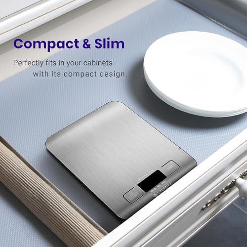 Etekcity Food Kitchen Scale, Digital Grams and Ounces for Weight Loss, Baking, Cooking, Keto and Meal Prep, LCD Display, Medium, 304 Stainless Steel thumbnail 5