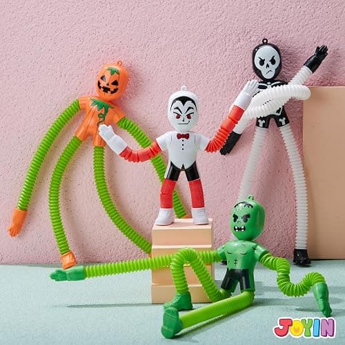 JOYIN 4 PCS Halloween Sensory Stretchy Toys, Stress Relief Telescopic Pop Tube Toys, Halloween Party Favors Children Gift, Frankenstein, Pumpkin, Skeleton, Kids Autisms thumbnail 2