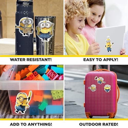 Despicable Me Minions Car Decals - Set of 9 Bob Stuart Kevin Stickers for Truck Water Bottle Bike Helmet Laptop Skateboard - Outdoor Rated Water Resistant Vinyl Decals thumbnail 3