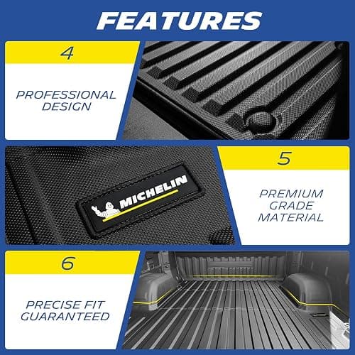 Michelin Truck Bed Mat for 2015-2023 Ford F-150/22-23 F150 Lightning 5.5FT | For 67.1" Short Bed, Not Fit for Drop in Bedliner. All-Weather Truck Bed Liner, Custom Fit, Durable TPE Bedliner, Non-Slip thumbnail 5