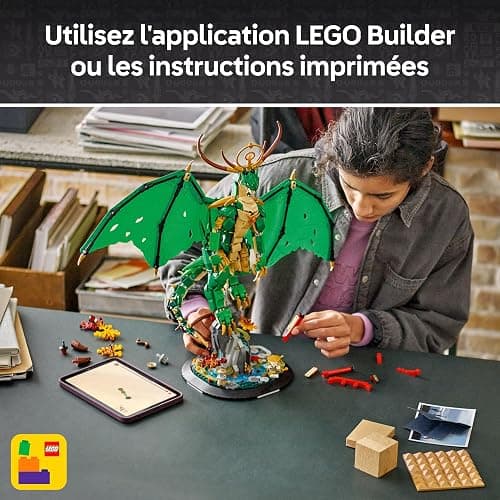 LEGO Ninjago Le Dragon Gardien - Maquette de Figurine de Dragon Articulée - Minifigurine de Maître WU & Présentoir Pittoresque Imitation Roche - Cadeau pour Garçon dès 14 Ans 71847 thumbnail 9