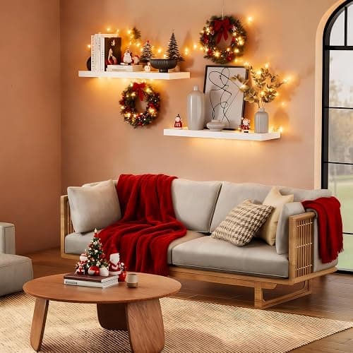 AMADA HOMEFURNISHING Floating Shelves Large, 24 x 7 Inch Wall Shelves for Bathroom, Bedroom, Kitchen, Shelves for Wall Decor Set of 2, White - AMFS06 thumbnail 2