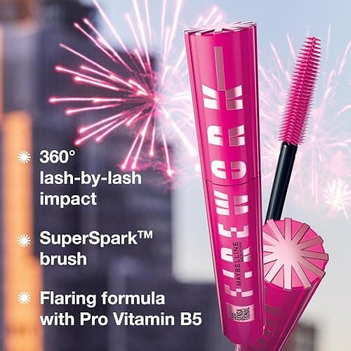 Maybelline Lash Sensational Firework Washable Mascara, Lengthening & Volumizing Mascara for up to 24HR wear, Blackest Black, 1 Count thumbnail 3