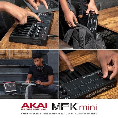 Akai Professional MPK Mini MK3-25 Keys USB MIDI Keyboard Controller with 8 Backlit Drum Pads, 8 Buttons, Music Production Software and Native Instruments Sound Package (NKS Integration), Black thumbnail 8