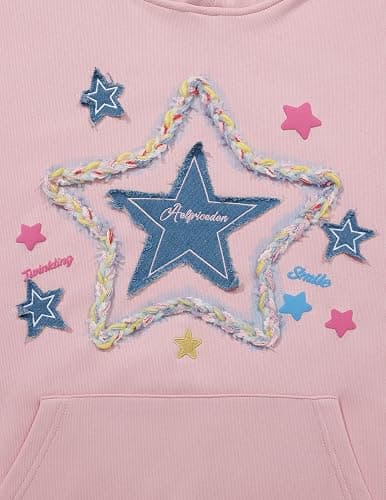 Aelfric Eden Womens Oversized Hoodies Star Graphic Fleece Hooded Streetwear Unisex Sweatshirts Pullover with Pocket thumbnail 4