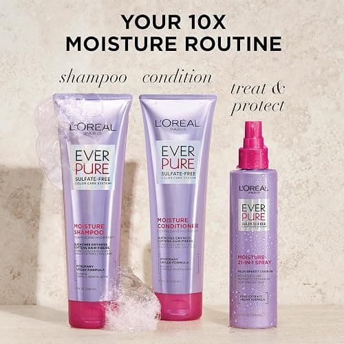 L'Oreal Paris EverPure Moisture 21-in-1 Leave In Conditioner, Multi-Benefit Heat Protectant Spray for Hair Up to 450°F, Detangling Frizz Control for Color Treated, Dry, or Damaged Hair, 6.7 Fl Oz thumbnail 5