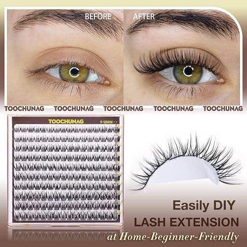 Fairy Lash Clusters 9-12mm Wispy Eyelash Clusters 160pcs Natural Cluster Eyelash Extensions CC Curve Individual Lashes Natural Look Short Thin Band Eyelashes Clusters by TOOCHUNAG thumbnail 3