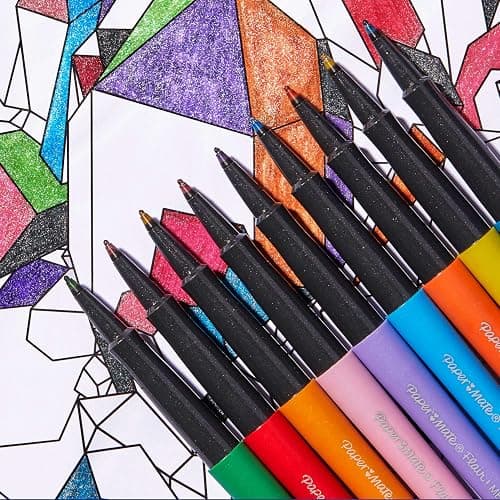 Paper Mate Flair Metallic Felt Tip Pens, City Lights Collection, Glittery Assorted Colors, Premium Ink, 8 Count - Perfect for Writing, Doodling, Bullet Journaling, Glitter, Sparkle, Writing Fun thumbnail 8