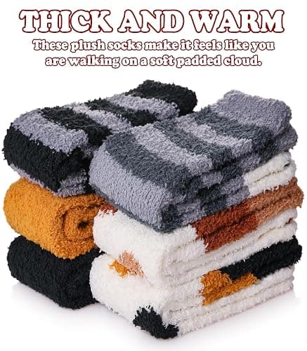 FNOVCO Non Slip Socks for Women Winter Warm Cozy Fuzzy Slipper Socks Soft Fluffy Hospital Socks with Grips thumbnail 4