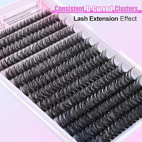 Pawotence Lash Clusters 280pcs Individual Lashes Cluster Eyelash Extensions 50D 9-16mm Mix Eyelash Clusters Lash Extension for Self Application at Home (50D, 0.07D, 9-16mm) thumbnail 6