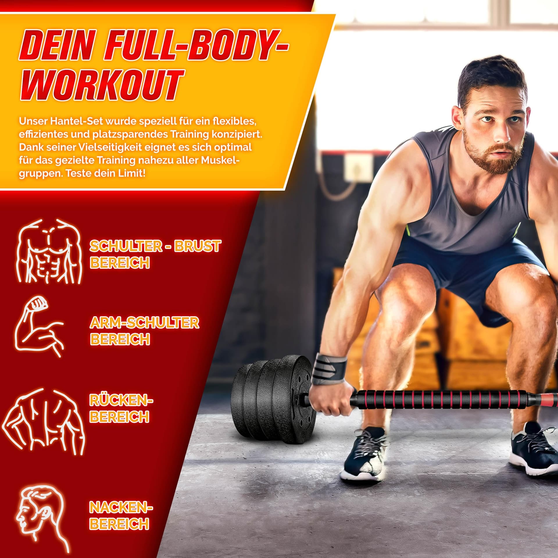 2-in-1 halterset, 15-40 kg, verstelbare halterset, korte halter en lange halter, stersluitingen en verbindingsbuis thumbnail 6