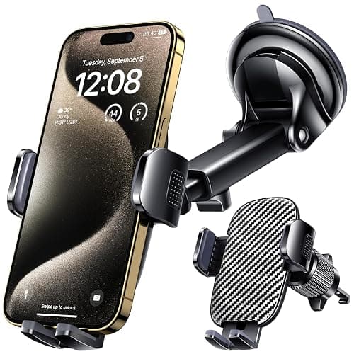 Qifutan Car Phone Holder Mount Phone Mount for Car Windshield Dashboard Air Vent Universal Hands Free Automobile Cell Phone Holder Fit for iPhone Smartphone Camera Mounts - Image 1