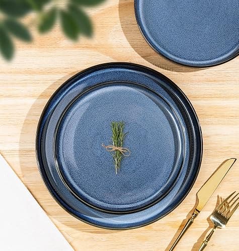 TheTerra Ceramic Dinnerware Sets for 8, 24 Pieces Porcelain Lightweight Speckled Plates and Bowls Sets, Scratch Resistant Dish Set, Oven & Microwave & Dishwasher Safe, Starry Blue thumbnail 3
