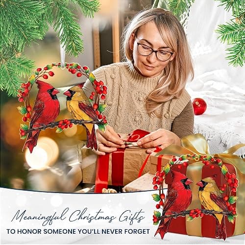 AXIARA Sympathy Gifts for Loss of Loved One - Two Layer Wooden Cardinal Christmas Ornaments 2025 - Cardinal Gifts for Women Men, Bereavement Memorial Gift Ideas, Cardinals for Christmas Decorations thumbnail 4
