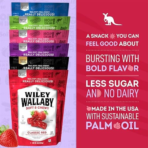 Wiley Wallaby Licorice 10 Ounce Classic Gourmet Australian Style Soft & Chewy Licorice Candy Variety Pack Twists, 6 Pack thumbnail 4