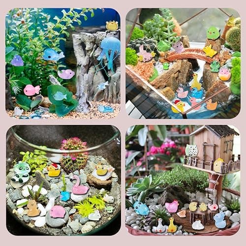 SparkleFab Mini Resin Animals Variety Pack 200 Pcs Luminous Tiny Animals Bulk Glow in The Dark for Dollhouse Fairy Garden Miniatures with Tiny Ducks to Hide Around The Home thumbnail 6