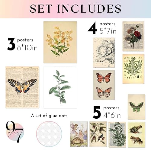 97 Decor Cottagecore Wall Art - Vintage Fairycore, Boho Fairy Room Decor, Nature Earthy Posters For Room Aesthetic, Mushroom Cottage Core Wall Art For Dorm Bedroom (unframed) thumbnail 2