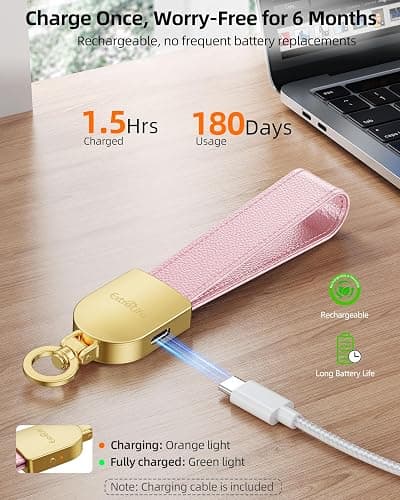 Keychain, Works with Apple Find My, Leather Car Keychain for Women and Men, Car Key Fob Holder, Key Chain with GPS Tracker, Anti-Lost Smart Keys Finder, Rechargeable, Pink thumbnail 6