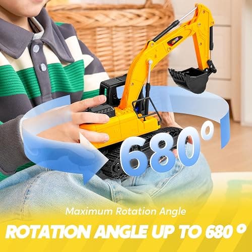 JOYIN Remote Control Excavator Toys for Boys, 2.4Ghz RC Play Excavator with Light, Construction Toys for Boys 3-5 4-7 8-12 Year Old Kids, Birthday Gift - Excavators thumbnail 6