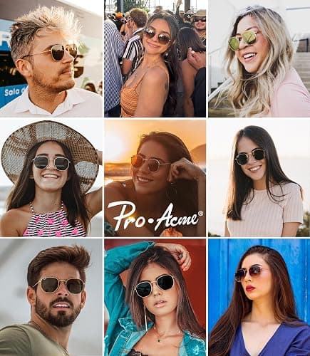 Pro Acme Small Square Sunglasses for Women Men 100% Real Glass Lens Hexagonal Frame thumbnail 2