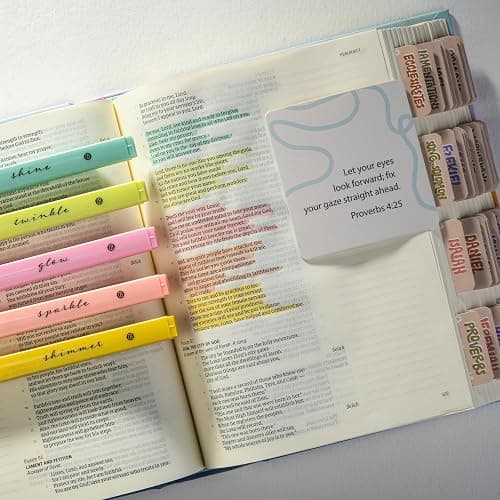 DIVERSEBEE Glitter Bible Highlighters with Soft Chisel Tip, 5 Pack Assorted Color Pens No Bleed, Quick Dry, Cute Aesthetic Marker Set for Bible Study Journaling Supplies (Sunshine) thumbnail 4