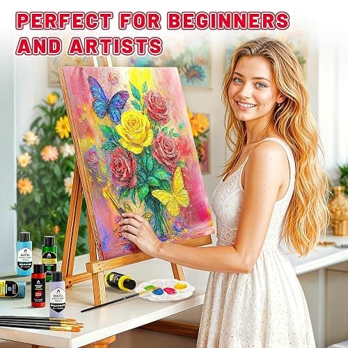 40 Pcs Classic & Metallic & Pastel Acrylic Paint Set with 12 Brushes, 2 Knives & Palette, 24 Colors (2oz/60ml) - for Adults, Kids, Artists & Beginners - Arts and Crafts Painting Kit thumbnail 6