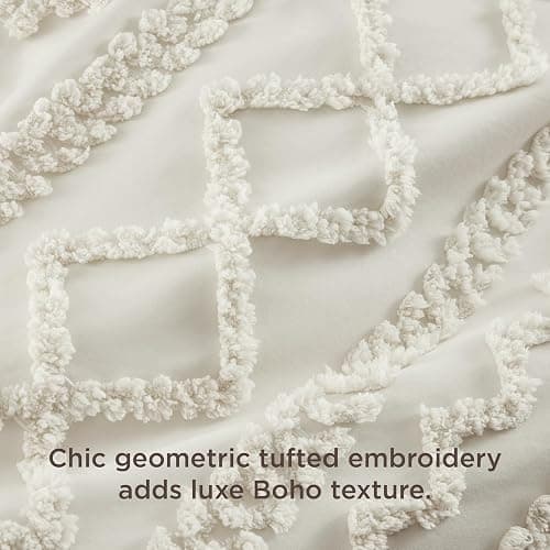 Bedsure Boho Duvet Cover Queen Size, Soft & Comfortable Elegant Design Boho Bedding for Decoration, Machine Washable Comforter Cover for All Seasons,Includes 1 Duvet Cover & 2 Pillow Shams,Beige thumbnail 3