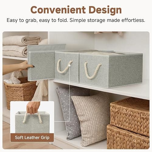 StorageWorks Storage Baskets for Shelves, Closet Organizers and Storage Bins, Fabric Organizer Bins for Clothes, Closet Shelf Organizer, Gray, Large, 3-Pack thumbnail 5