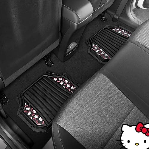 Hello Kitty Car Mats 4pc Floor Mats for Cars Trucks SUVs Black Car Floor Mats for Women Men Accessories Rubber Heavy Duty Cute Non-Slip Always Front Rear Hello Kitty Cars Accessories Black/Red thumbnail 9