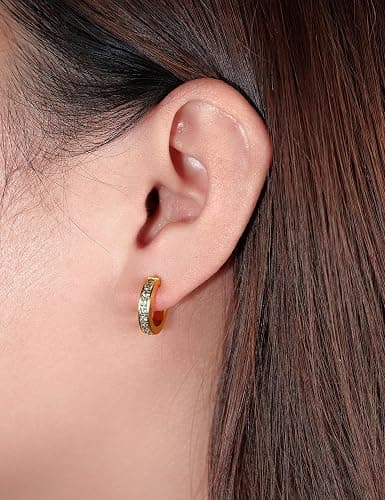 Limerencia Hypoallergenic G23 Pure Titanium Small Open C Hoop Earrings, Lightweight Cubic Zirconia/Opal Cuff Huggie Earrings for Women Sensitive Ears thumbnail 6