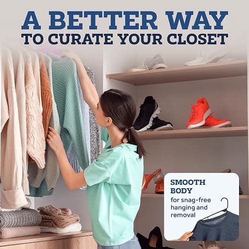 Clothes Hangers - White, Plastic Hangers 50 Pack for Shirts, Dresses, and Pants - Durable, Flexible Plastic Clothing Hangers thumbnail 5