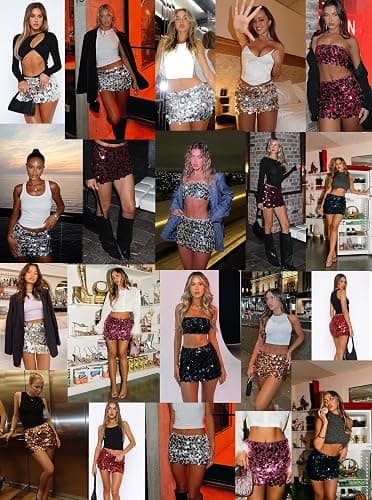 Justalwart Women's Sequin Skirt Sparkle Stretchy Bodycon Mini Party Glitter Skirts thumbnail 4