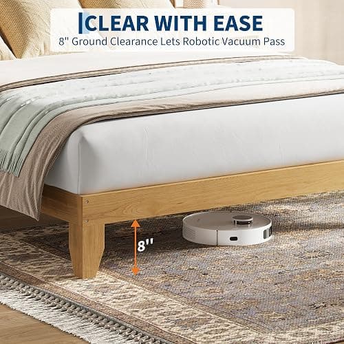 Garvee Bohemian Full Rattan Bed LED Natural Headboard Bedroom | Bohemian full rattan bed with natural headboard, LED lights, solid wood frame. No box spring needed for bedroom use. thumbnail 4