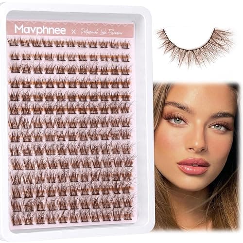 Brown Lash Clusters Natural Lash Extensions Wispy Eyelash Clusters 154 Pcs C Curl Lashes Clusters for Everyday Wear Beginner Friendly Dark Brown Cluster Eyelash Extensions by Mavphnnee - Brown thumbnail 6