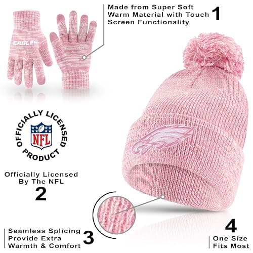 Ultra Game Adults NFL Official Super Soft Winter Beanie Knit Hat with Warm Touch Screen Gloves thumbnail 4
