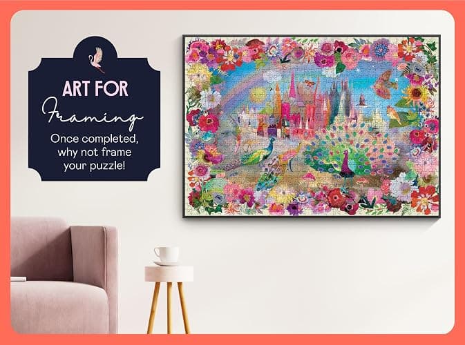 Elena Essex Jigsaw Puzzles 1000 Pieces - Peacock Castle, Puzzles for Adults 1000 Pieces, 1000 Piece Puzzle, Colorful Cool Dream Art Magical Puzzle, Size 28x20 inches thumbnail 6