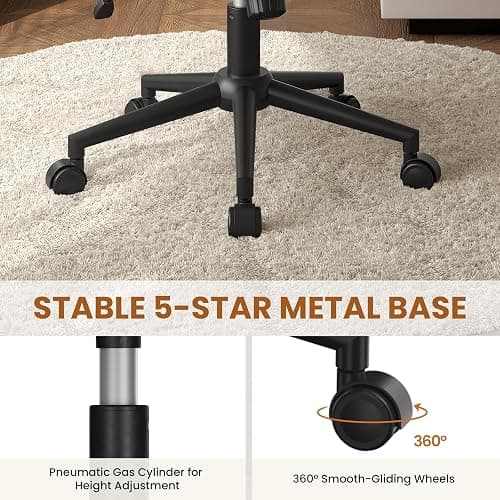 Yaheetech Wide Criss Cross Legged Office Desk Chair with No Wheels, Vanity Comfy Swivel Computer Chairs for Home Office Reading Makeup, Beige thumbnail 7