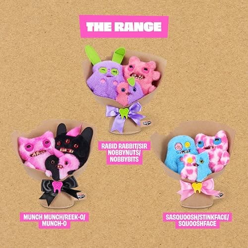 Fuggler Bouquets: 2x9 Inch + 1x3.5 Inch Plush Toy Set (Rabid Rabbit, Sir Nobbynuts, Nobbybits) by ZURU, Funny Ugly Monster Design, Unique Gift for Collectors thumbnail 6