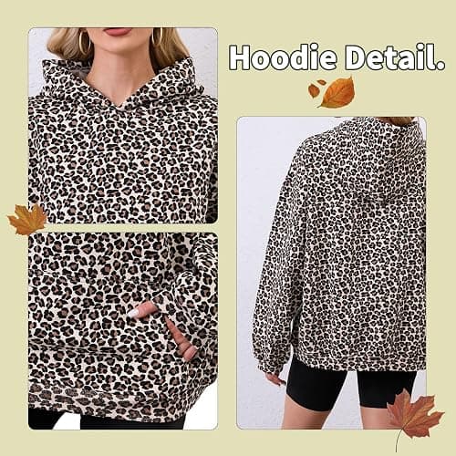 Eutten Womens Camo Hoodies Maple Leaf Print Oversized Hooded Sweatshirt Fleece Pullover Sweatshirts Long Sleeve with Pocket thumbnail 6