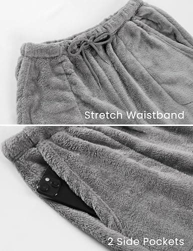 Lentta Women's Fleece Pajama Pants Casual Fuzzy Warm Sleep Bottoms Drawstring Elastic Waist with Pockets thumbnail 3