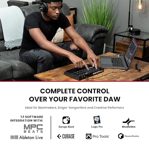 Akai Professional MPK Mini MK3-25 Keys USB MIDI Keyboard Controller with 8 Backlit Drum Pads, 8 Buttons, Music Production Software and Native Instruments Sound Package (NKS Integration), Black thumbnail 2