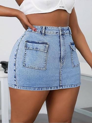 ALLABREVE Plus Size Denim Shorts Womens High Waisted Stretchy Jean Shorts Summer Casual Jorts thumbnail 5