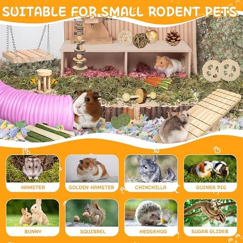 Kagoty 40 PCS Hamster Toys Set, Guinea Pig Toys Enrichment Hamster Tubes and Tunnels, Rat Enrichment Toy with Bridge, Seesaw, Swing, Ball for Gerbils, Chinchillas, Dwarf and Syrian Mouse thumbnail 4