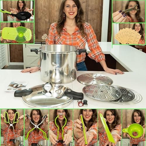 Supa Ant Pressure Canner 23 Qt with Canning Supplies Starter Kit - Canning Pressure Cooker with Gauge - Water Bath Canner Pot with Rack and Lid - Jar Lifter, XL Ladle, Jar Tongs, and Bubble Popper thumbnail 6