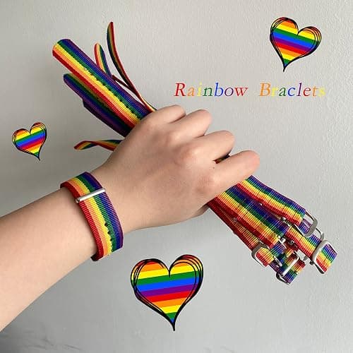 mintolex LGBT Pride Bracelet for Bisexual Lesbian Gay LGBTQ Pride Bracelets Handmade Nylon Adjustable Wristband Watch Band Rainbow Bracelets for Women Men Parade Bulk Multiple Pack thumbnail 6