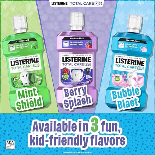 Listerine Total Care Kids Mouthwash, ADA Accepted, Alcohol-Free Anticavity Fluoride Mouthwash, Children's Mouthwash for Cavity Protection and Fresh Breath, Berry Flavor, 500 mL thumbnail 6