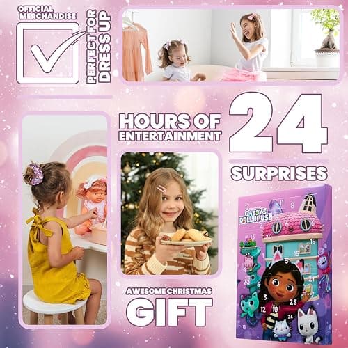 Gabby’s Dollhouse Advent Calendar 2026 for Girls 24 Hair Accessories | Hair Clips, Bands & Scrunchies Kids Christmas Countdown Calendar, Girls Xmas Surprise Gifts thumbnail 3